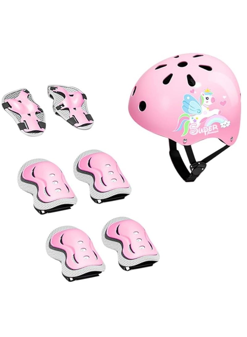 Kids Protective Gear Set Toddler Helmet for Ages 2 to 8 Boys Girls with Sports Protective Gear Set Knee Elbow Wrist Pads for Skateboard Cycling Scooter Rollerblading