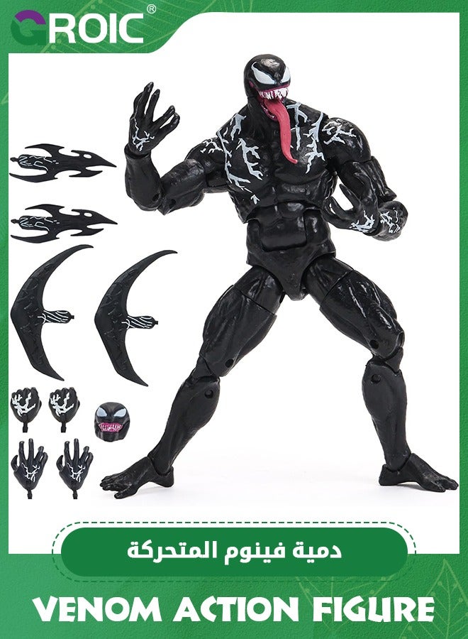 Marvel Epic Hero Venom, 7.9-Inch Action Figure with 9 Pcs Replaceable Accessory, Collectible Figures Toys, Spider-Man Maximum Venom Titan Hero Venom Action Figure, Inspired by The Marvel Universe