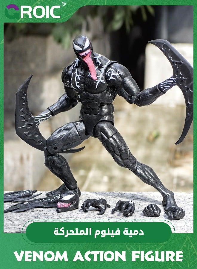 Marvel Epic Hero Venom, 7.9-Inch Action Figure with 9 Pcs Replaceable Accessory, Collectible Figures Toys, Spider-Man Maximum Venom Titan Hero Venom Action Figure, Inspired by The Marvel Universe