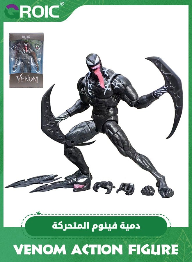 Marvel Epic Hero Venom, 7.9-Inch Action Figure with 9 Pcs Replaceable Accessory, Collectible Figures Toys, Spider-Man Maximum Venom Titan Hero Venom Action Figure, Inspired by The Marvel Universe