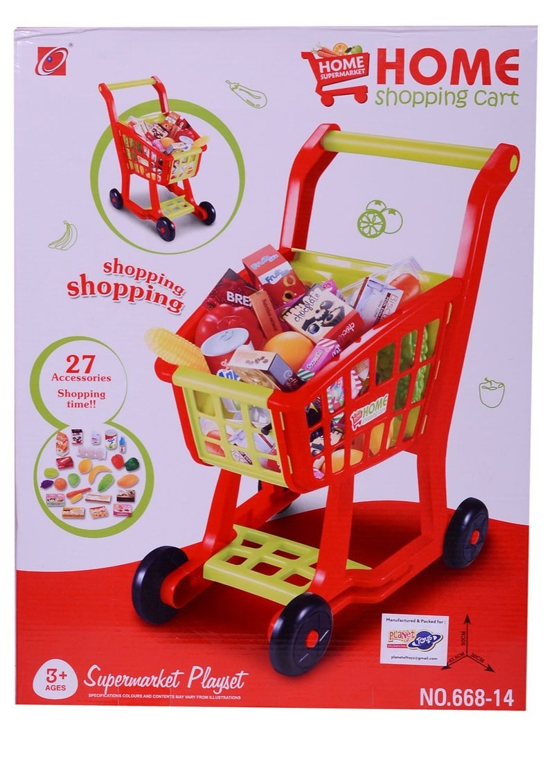 Kids Home Shopping Cart Toy with Wheels, Pretend Play Grocery Cart, Easy to Push, Ideal for Toddlers and Young Children – Perfect for Role Play, Imaginative Fun