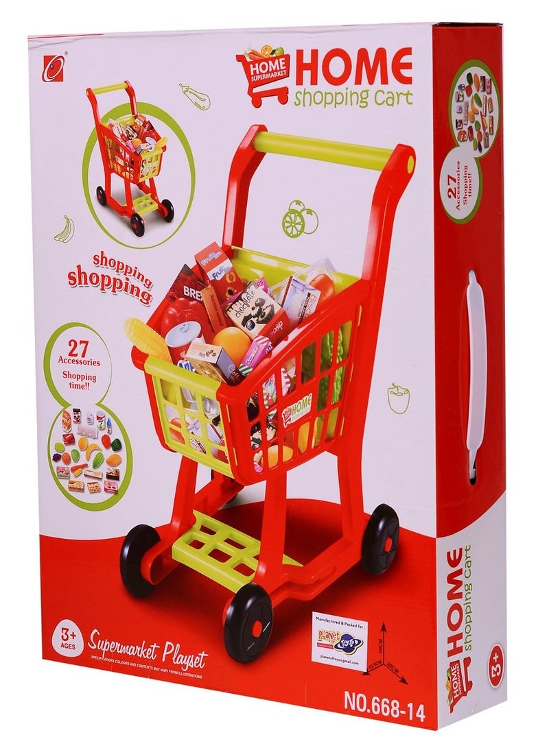 Kids Home Shopping Cart Toy with Wheels, Pretend Play Grocery Cart, Easy to Push, Ideal for Toddlers and Young Children – Perfect for Role Play, Imaginative Fun