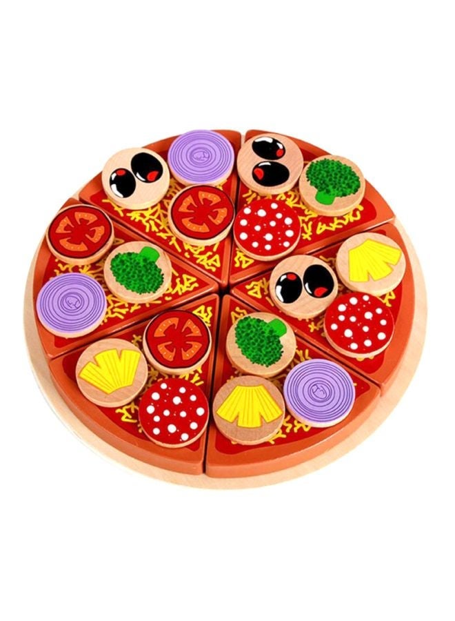 27-Piece Wooden Pizza Cutting Toy 10x10x10cm