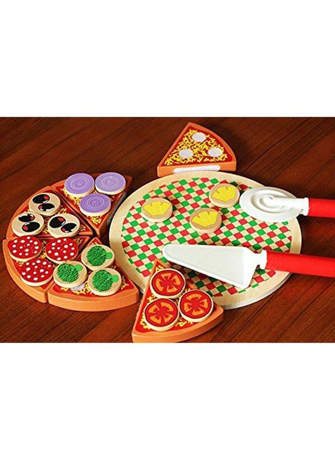 27-Piece Wooden Pizza Cutting Toy 10x10x10cm