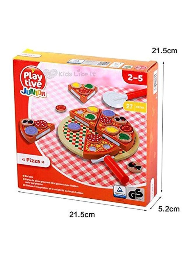 27-Piece Wooden Pizza Cutting Toy 10x10x10cm