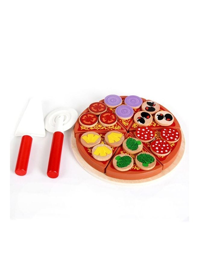 27-Piece Wooden Pizza Cutting Toy 10x10x10cm