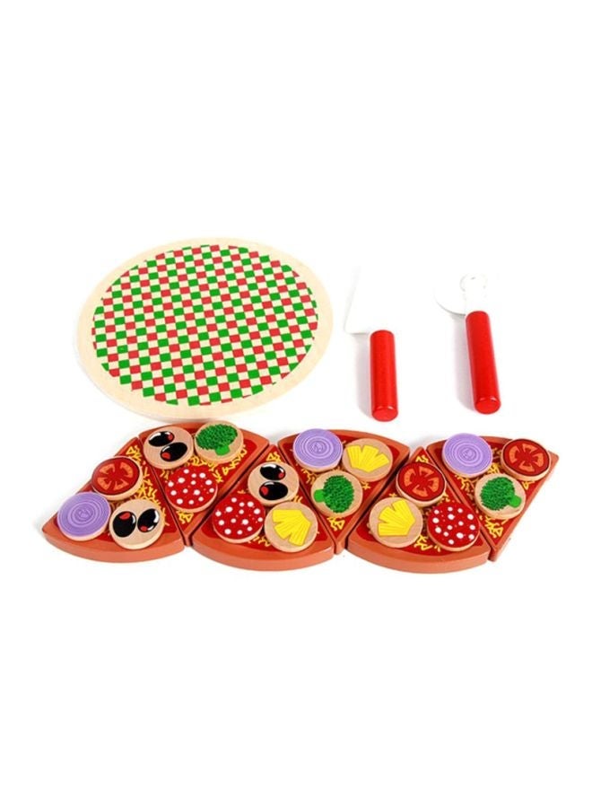 27-Piece Wooden Pizza Cutting Toy 10x10x10cm