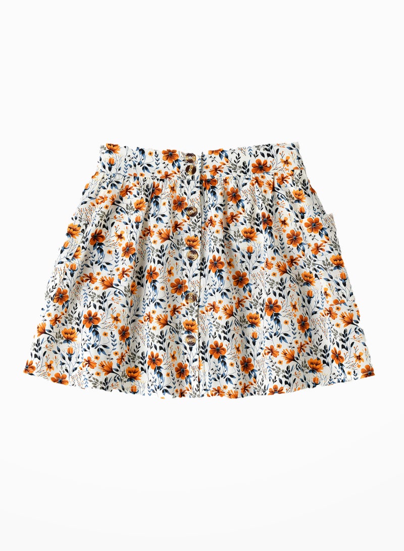 Twirling Fun & Summer Vibes: Girls' Flowy Woven Skirt | Breezy Style & Endless Versatility