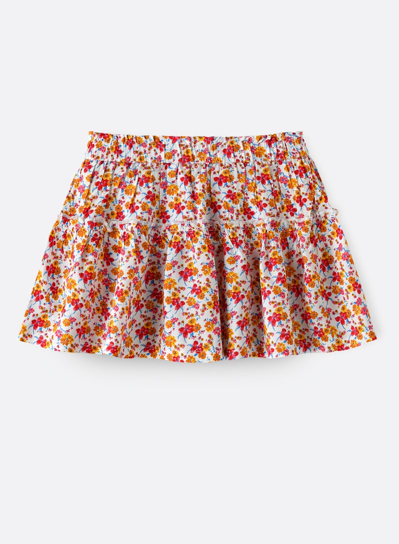 Blooming Adventures: Girls' Viscose Floral Skirt