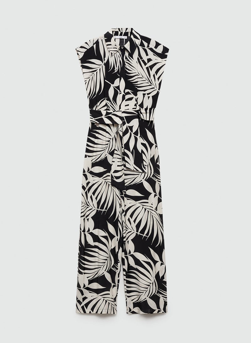 Casual Printed With Bow Jumpsuit