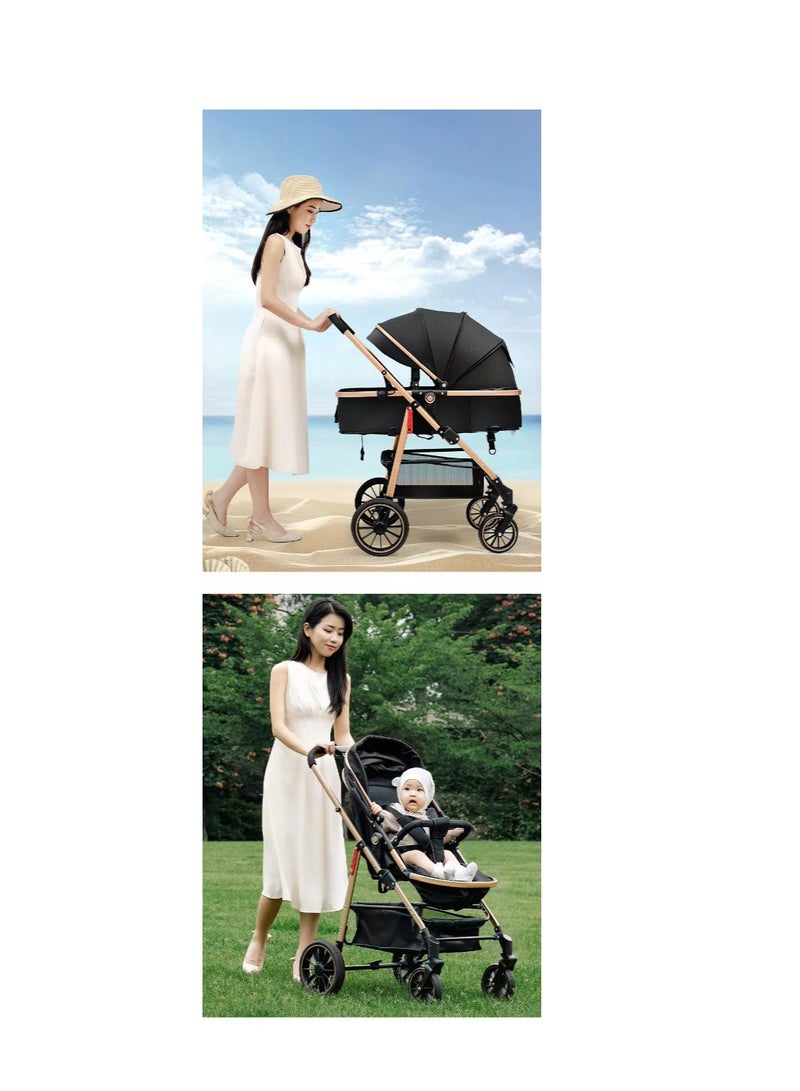 high landscape multi-functional baby stroller can sit and lie down 360-degree rotation shock absorber folding baby stroller