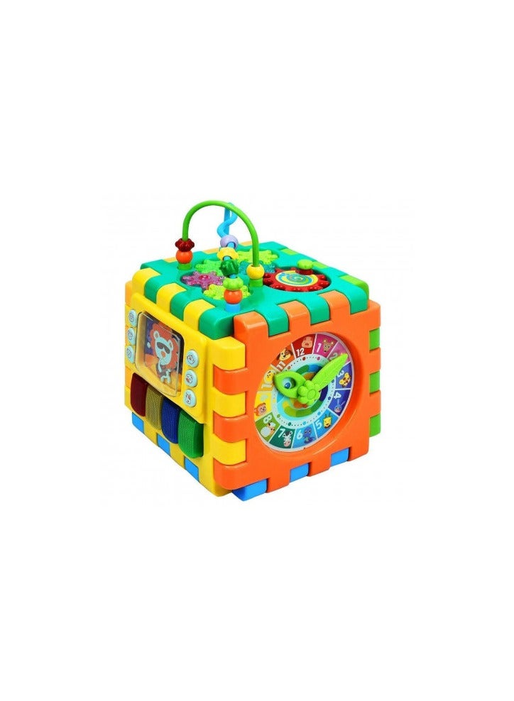 Baby Activity Cube Toy 6-in-1 - Educational Sensory Block with Shape Sorter, Learning Clock, Musical Elements, and Gears for Infants & Toddlers