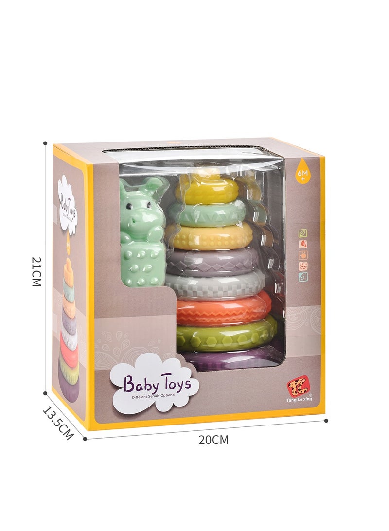 Educational Multicolored Stacking Plastic Rings Tower Set