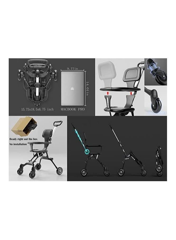 Pocket Stroller for Travel Stroller for Airplane Portable Compact Airport Stroller - Small Stroller for Toddler Travel All Terrain Stroller for Toddler Stroller for Upto 65 Lbs black