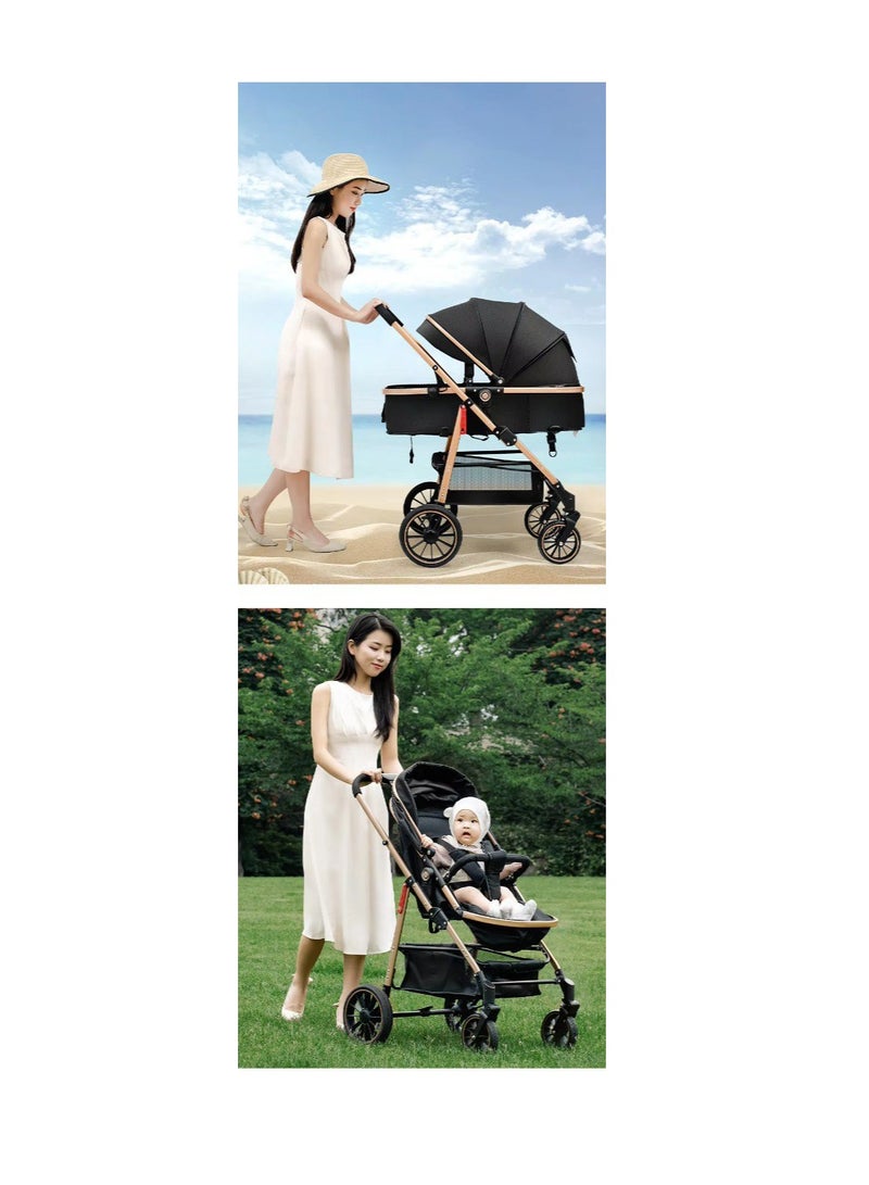 high landscape multi-functional baby stroller can sit and lie down 360-degree rotation shock absorber folding baby stroller