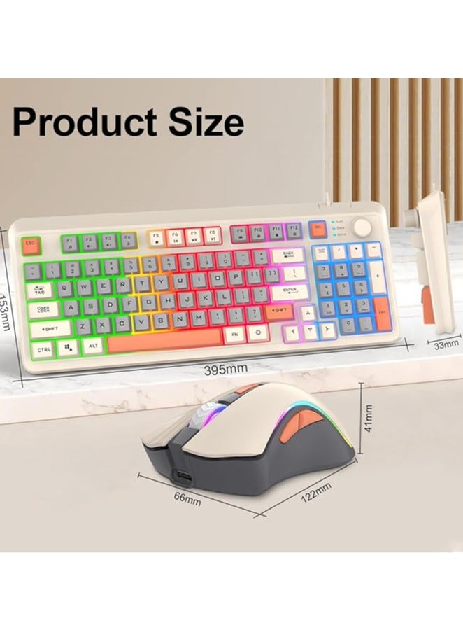 K82 Keyboard and Mouse Combo,RGB Light Mechanical Keyboard,E-Sports Luminous Keyboard Set,94 Keys Hot-Swap Keyboard for Tablet Desktop,Wired Keyboard and Mouse for Game Lovers Computer Workers(Bee)