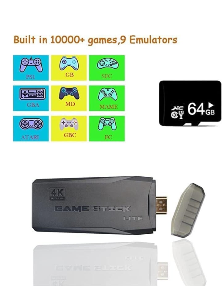 Video Game Console 2.4G Double Wireless Controller Game Stick 4K Games Console Including 64GB Retrogames For PS1/GBA Boy Gift