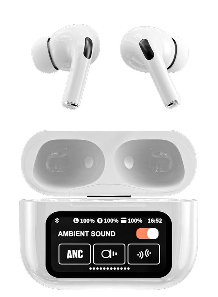 Wireless Earbuds, Bluetooth Headphones 5.3 HiFi Stereo with Charging Case LED Display,Type-C,Touch Control,Waterproof semi-in-Ear Earbuds with Noise Cancellation Mic for Laptop Phone Sports Workout