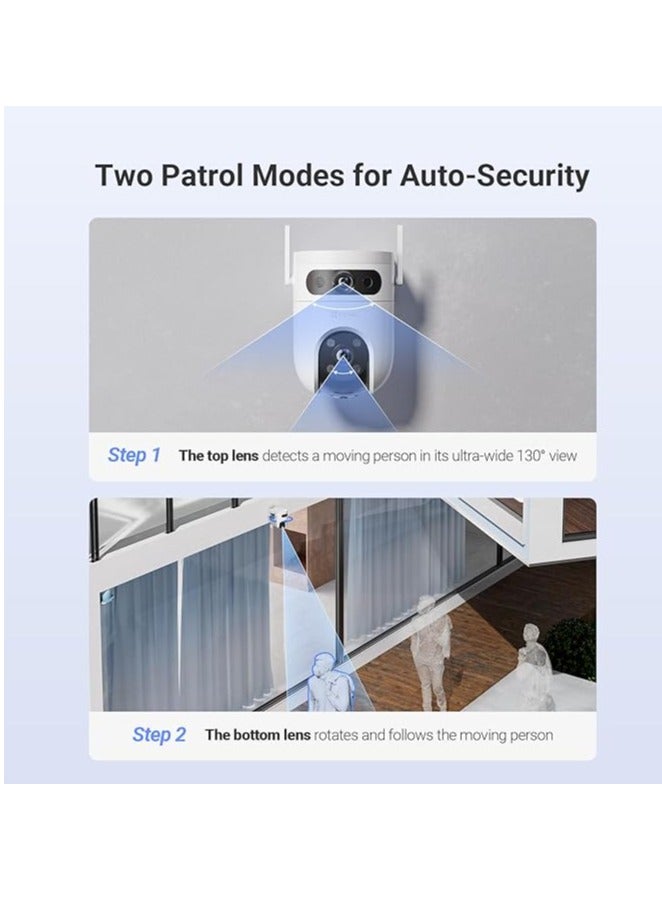 H9c Dual 3K Dual-Lens Pan & Tilt Wi-Fi Camera, 3K & 3K Dual Lenses, One-Tap Control For Linked View Change, AI-Powered Human / Vehicle Shape Detection, 8x Zoom, Color Night Vision, Two-Way Talk, H.265, Supports microSD Card (Up to 512 GB) | CS-H9c-R100-8G55WKFL