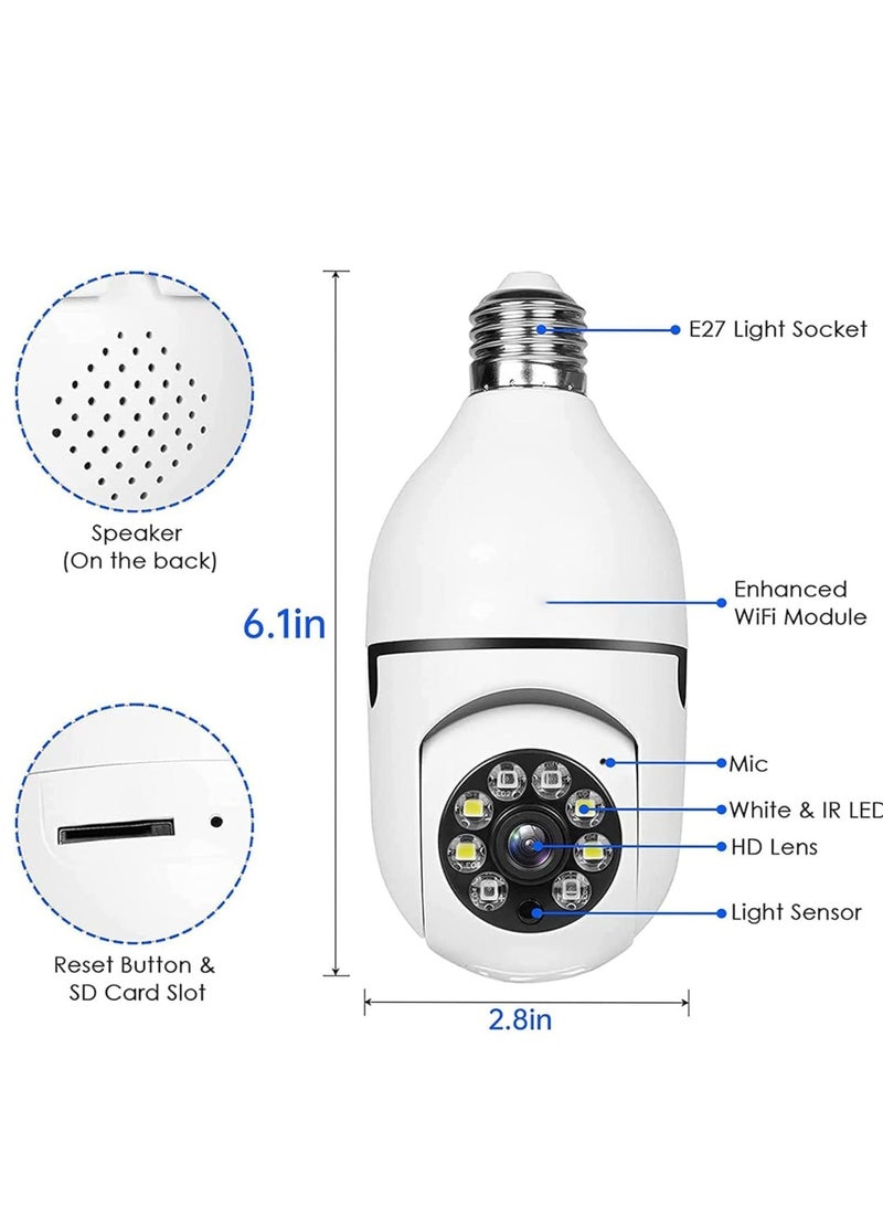 WiFi Light Bulb Camera 360 Degree Wireless Outdoor Security Camera Home Surveillance Cam with 1080P Color Night Vision Human Motion Detection(4-PCS)