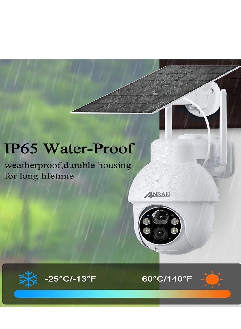 2K Wireless Solar Outdoor Wi-Fi Camera with 355° Pan & 79° Tilt  View 5MP Color Night Vision AI Human Detection Two way Talk Compatible with Alexa