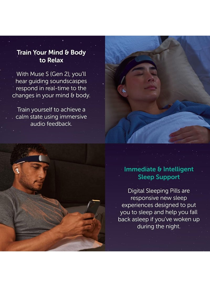 Muse S (Gen 2) Meditation & Sleep Tracker Headband – Mind, Heart, & Breath Monitoring with Soundscapes & Sleep Aid