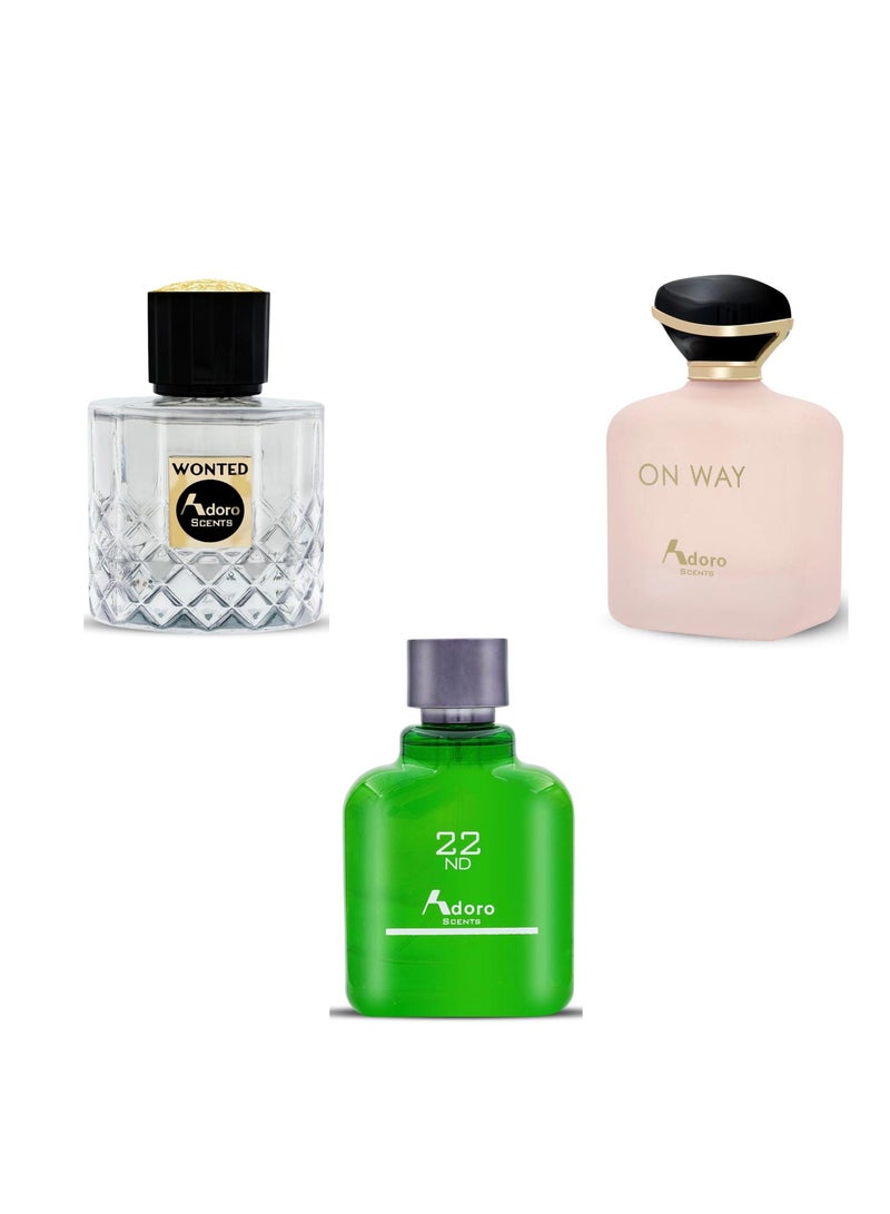 3-Piece Adoro perfumes set 3x100ml