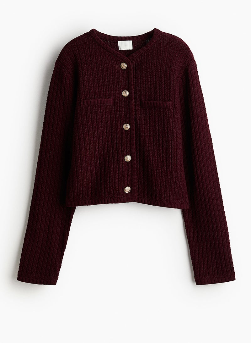 Short Textured-Knit Cardigan