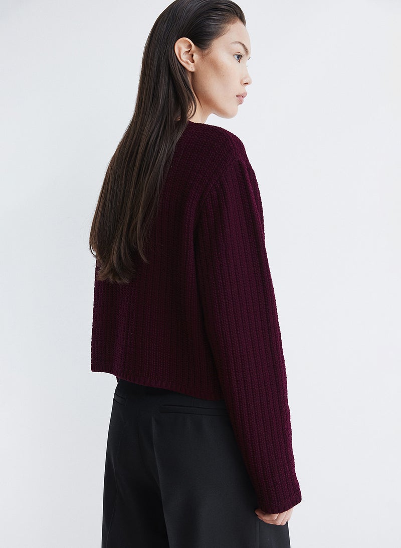 Short Textured-Knit Cardigan