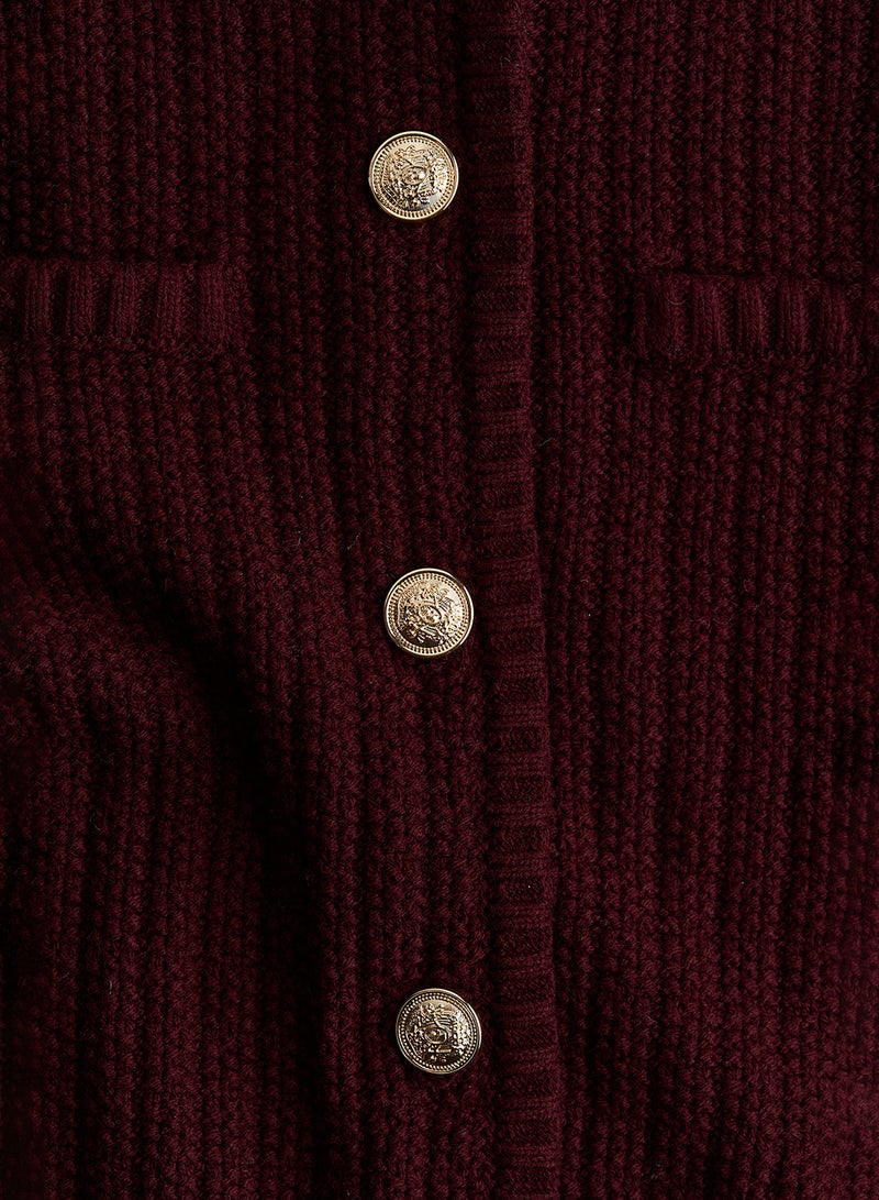 Short Textured-Knit Cardigan