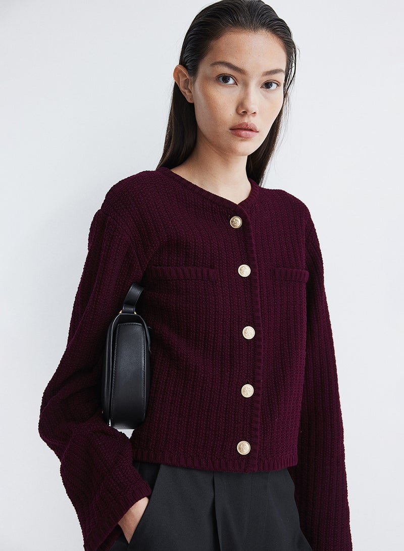 Short Textured-Knit Cardigan