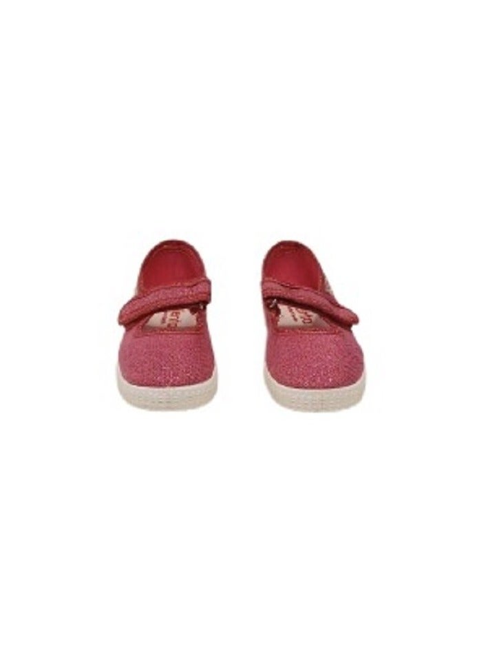 Pikkaboo-Ceinta Mercedes Fuchsia Shimmer Loop & Strap Kids Comfort Shoes