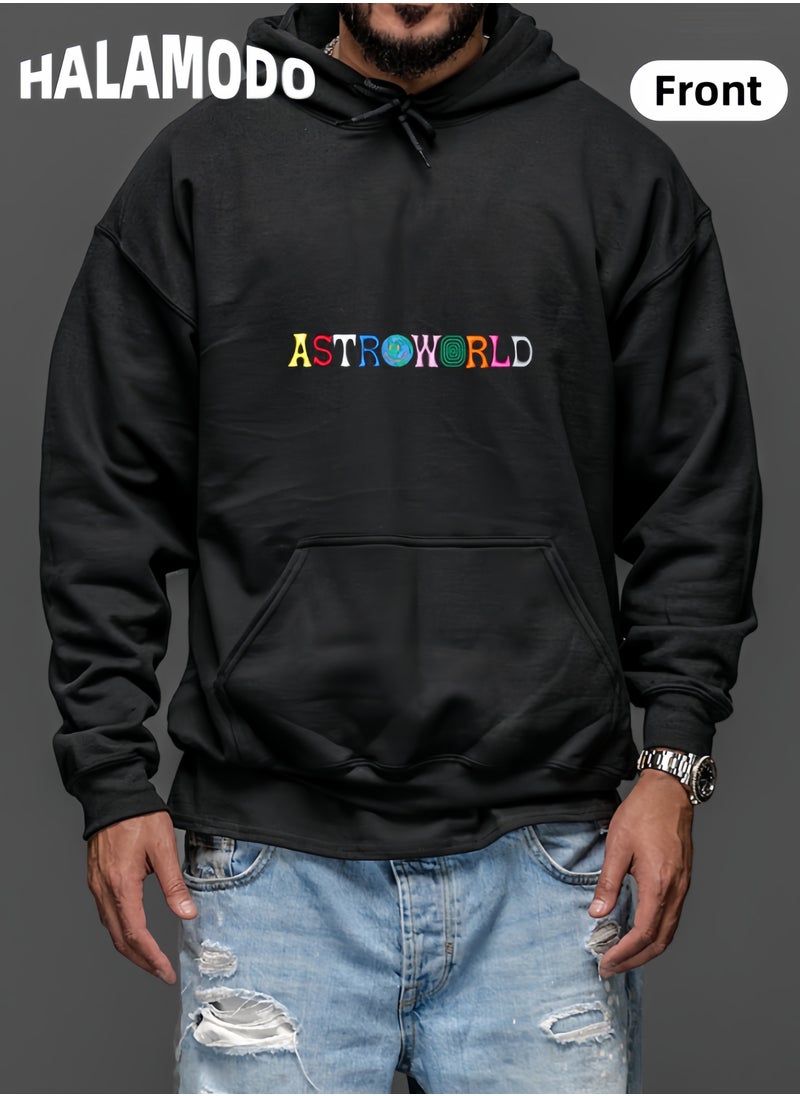 Unisex Hoodies Long-Sleeved Printed Tops Casual Sweatshirts Soft Sportswear Fashion Youth Pullovers with Drawstrings and Large Pockets for Daily Wear