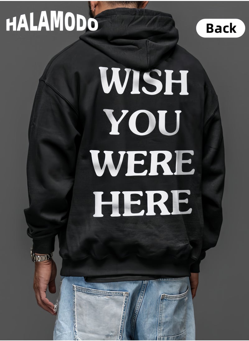 Unisex Hoodies Long-Sleeved Printed Tops Casual Sweatshirts Soft Sportswear Fashion Youth Pullovers with Drawstrings and Large Pockets for Daily Wear