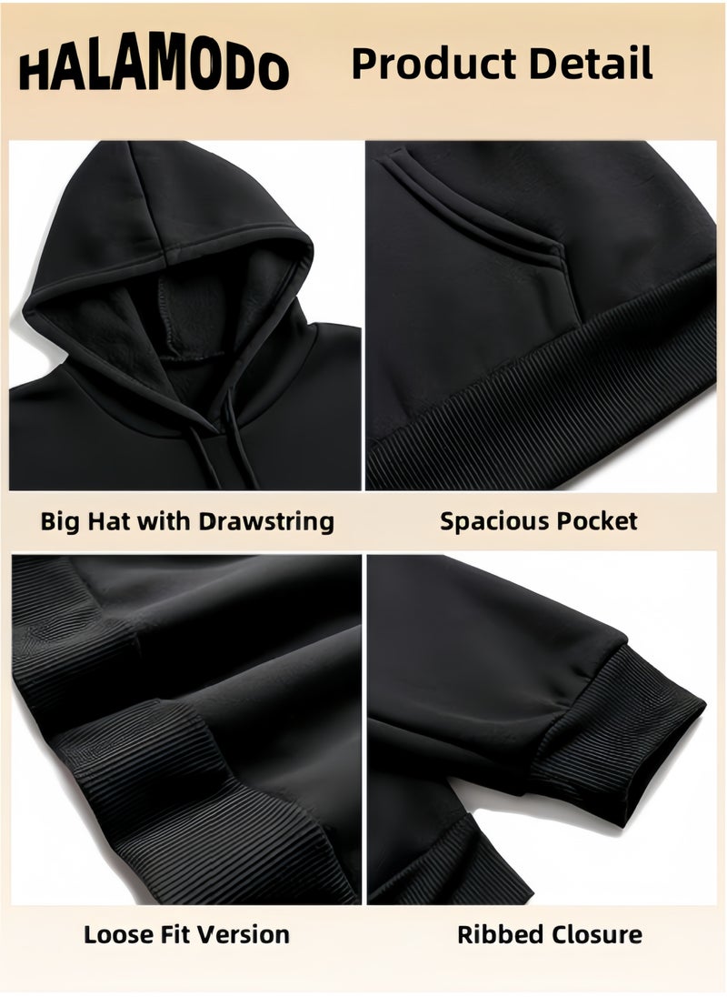 Unisex Hoodies Long-Sleeved Printed Tops Casual Sweatshirts Soft Sportswear Fashion Youth Pullovers with Drawstrings and Large Pockets for Daily Wear