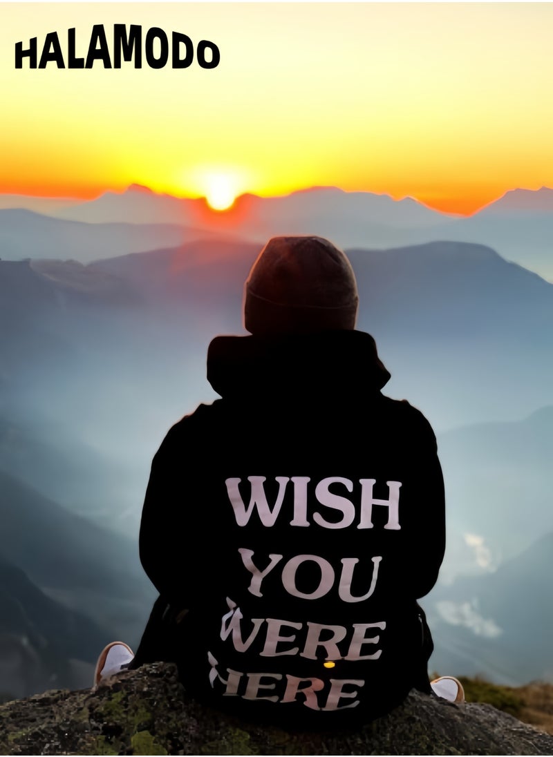 Unisex Hoodies Long-Sleeved Printed Tops Casual Sweatshirts Soft Sportswear Fashion Youth Pullovers with Drawstrings and Large Pockets for Daily Wear