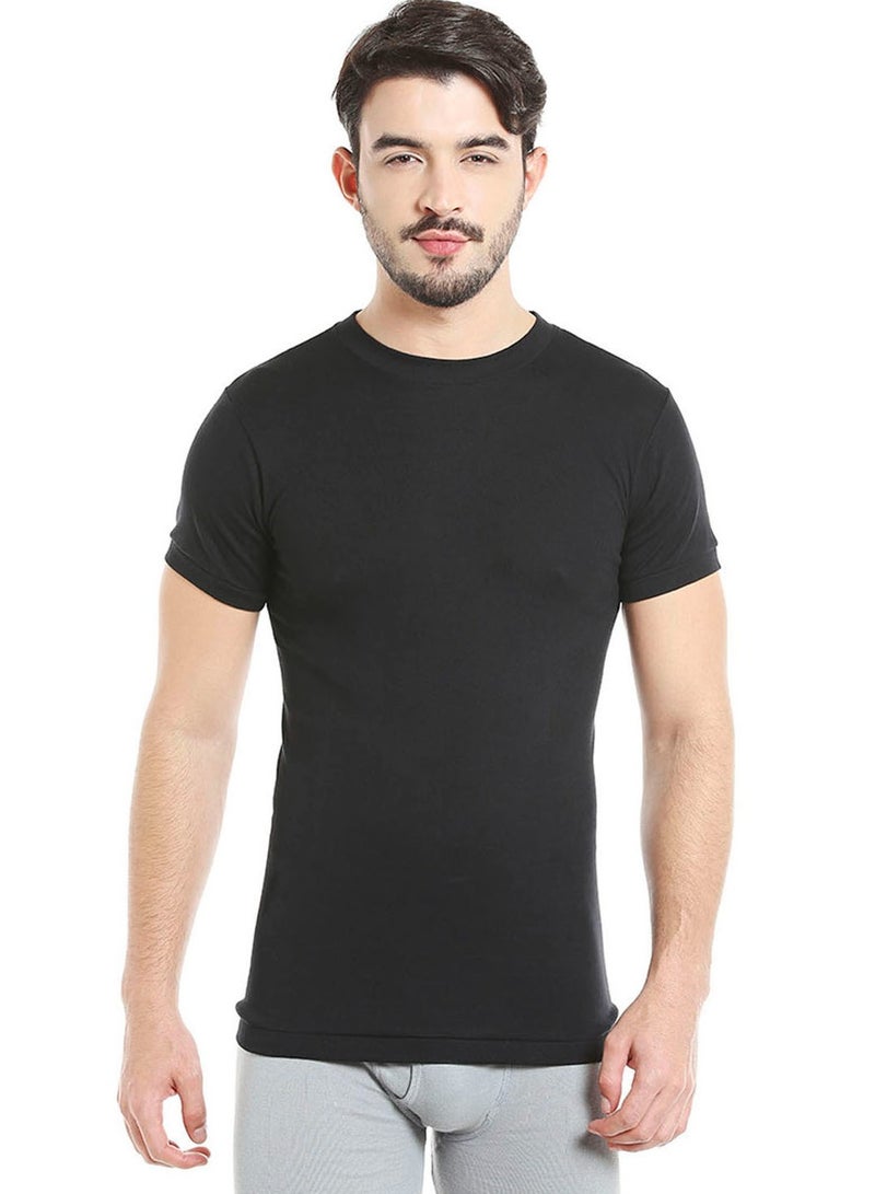 MEN'S O-NECK COTTON UNDERSHIRT (PACK OF 3) - BLACK