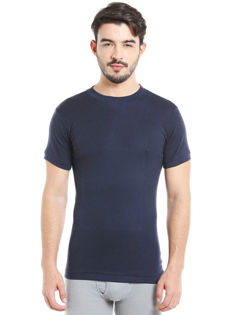 MEN'S O-NECK COTTON UNDERSHIRT (PACK OF 3) - NAVY BLUE