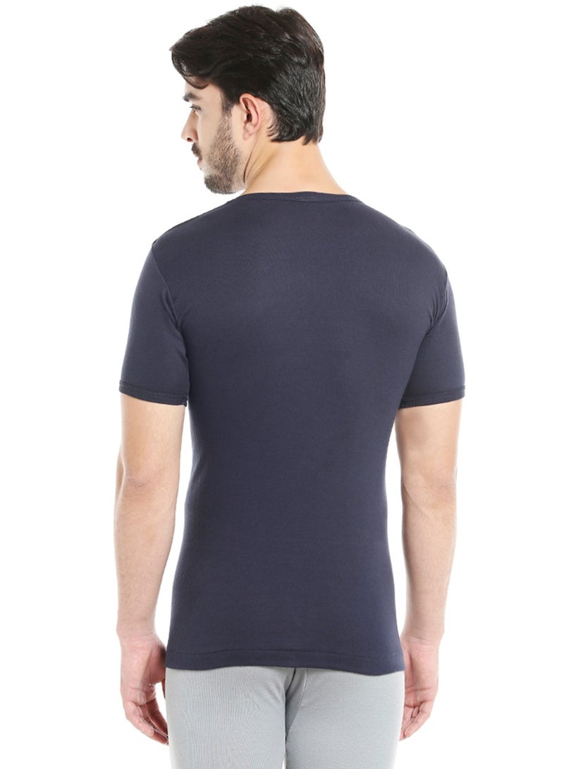 MEN'S ROUND NECK COTTON UNDERSHIRT (PACK OF 3) - NAVY BLUE