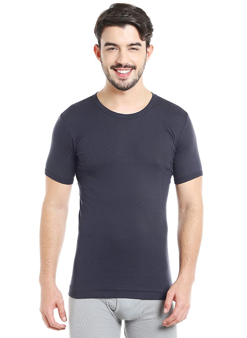 MEN'S ROUND NECK COTTON UNDERSHIRT (PACK OF 3) - NAVY BLUE