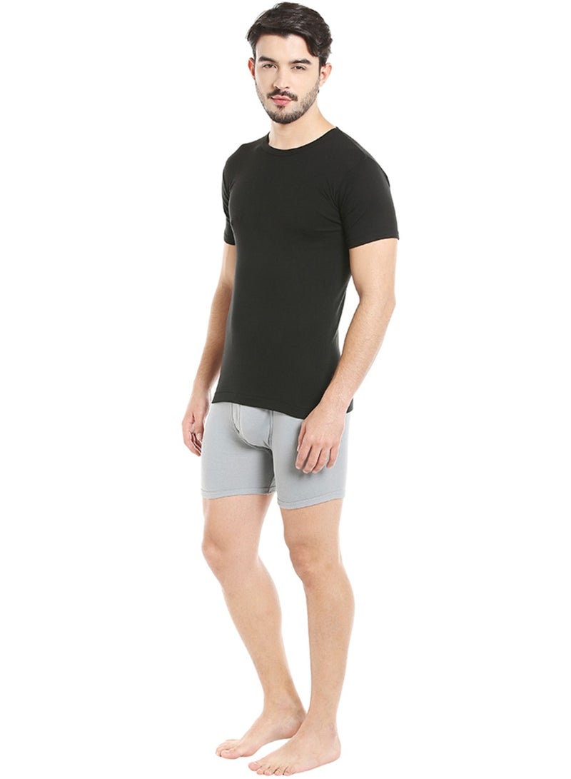 MEN'S ROUND NECK COTTON UNDERSHIRT (PACK OF 3) - BLACK