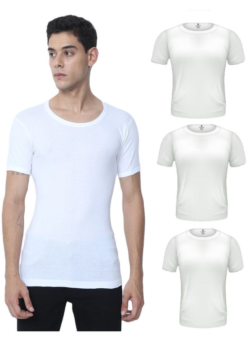 3 Pack Premium 100% Organic Cotton Super Combed Soft Men's Vest Tee Undershirt Short Sleeve