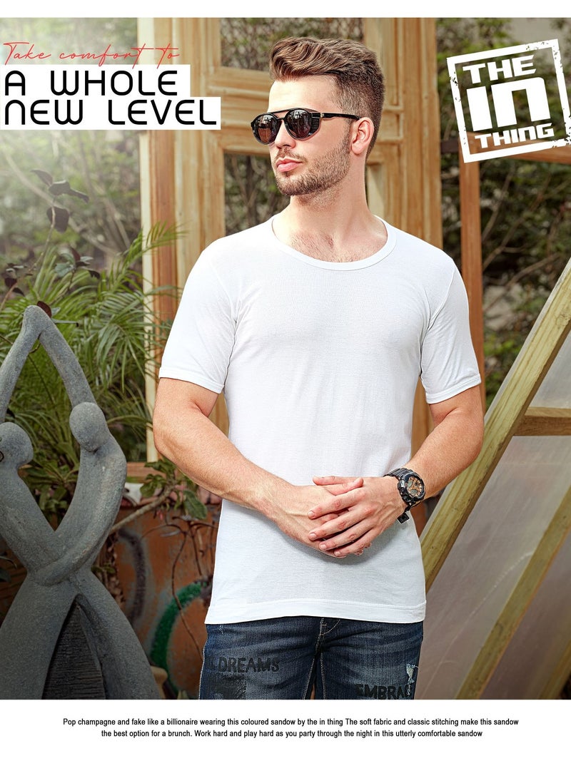 3 Pack Premium 100% Organic Cotton Super Combed Soft Men's Vest Tee Undershirt Short Sleeve