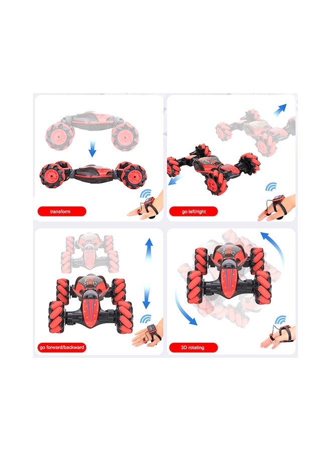 Rc Stunt All-Terrain Double-Sided Car Metal Red Color 4+ Years Remote Control