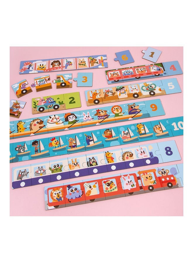 Animal Traffic Number Wooden Jigsaw Puzzle For Kids 33.5x16x4cm