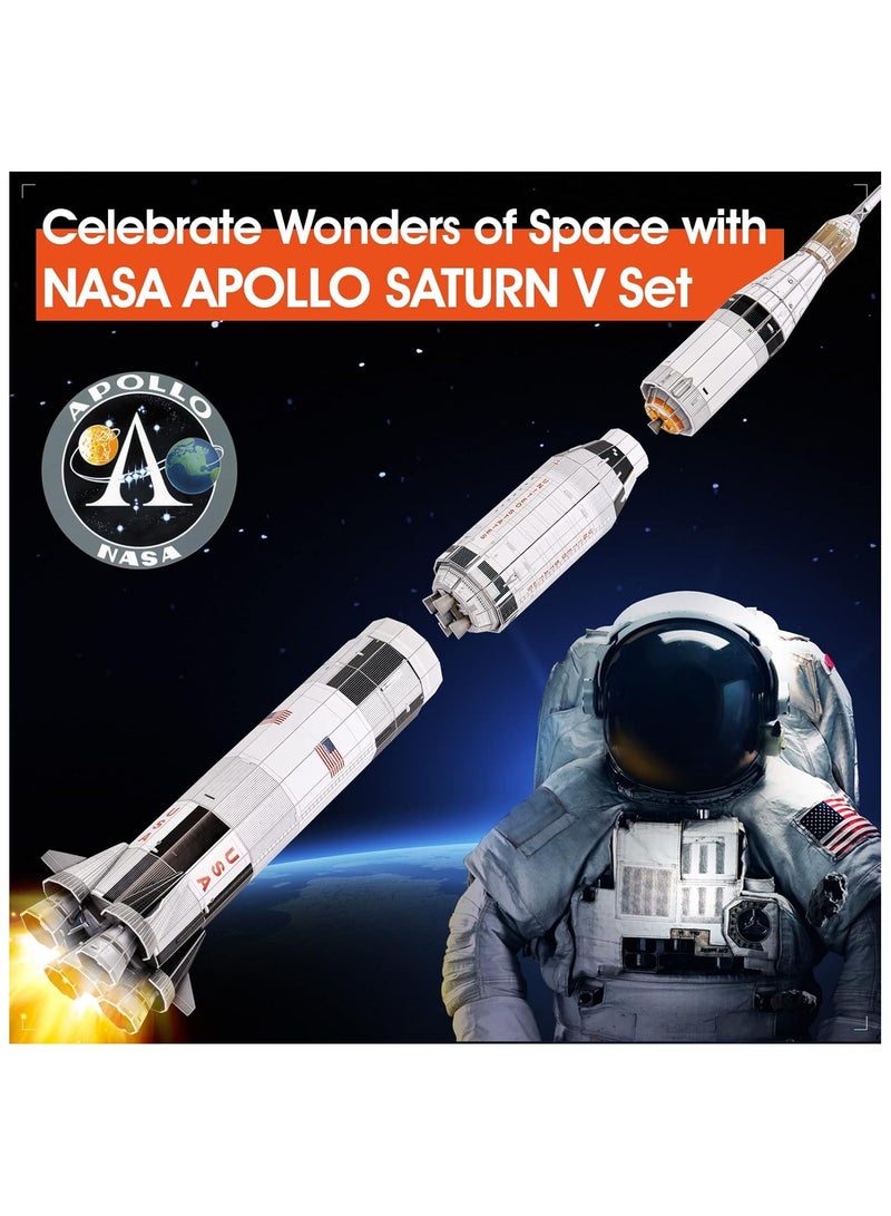 NASA  Apollo Saturn V(Rocket) 136 Pieces, Fun 3D Puzzle