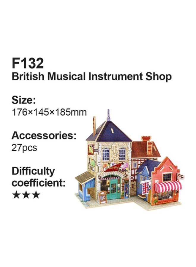 DIY British Style Shop Wooden House Puzzzle 17.6x14.5x18.5cm