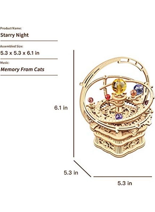 3D Wooden Puzzles Construction Model Kit to Build DIY Music Box Building Kits Rotating Merry-Go-Round (Romantic Carousel) 9.2inch