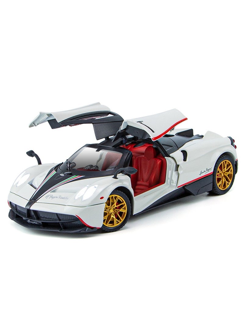 1: 24 Pagani Super Sports Diecast Car Model Phantom Toy Car Alloy Collectible Phantom Pull Back Model Car Vehicles with Removeable Roof, Sound Light for Kids Birthday Gift White