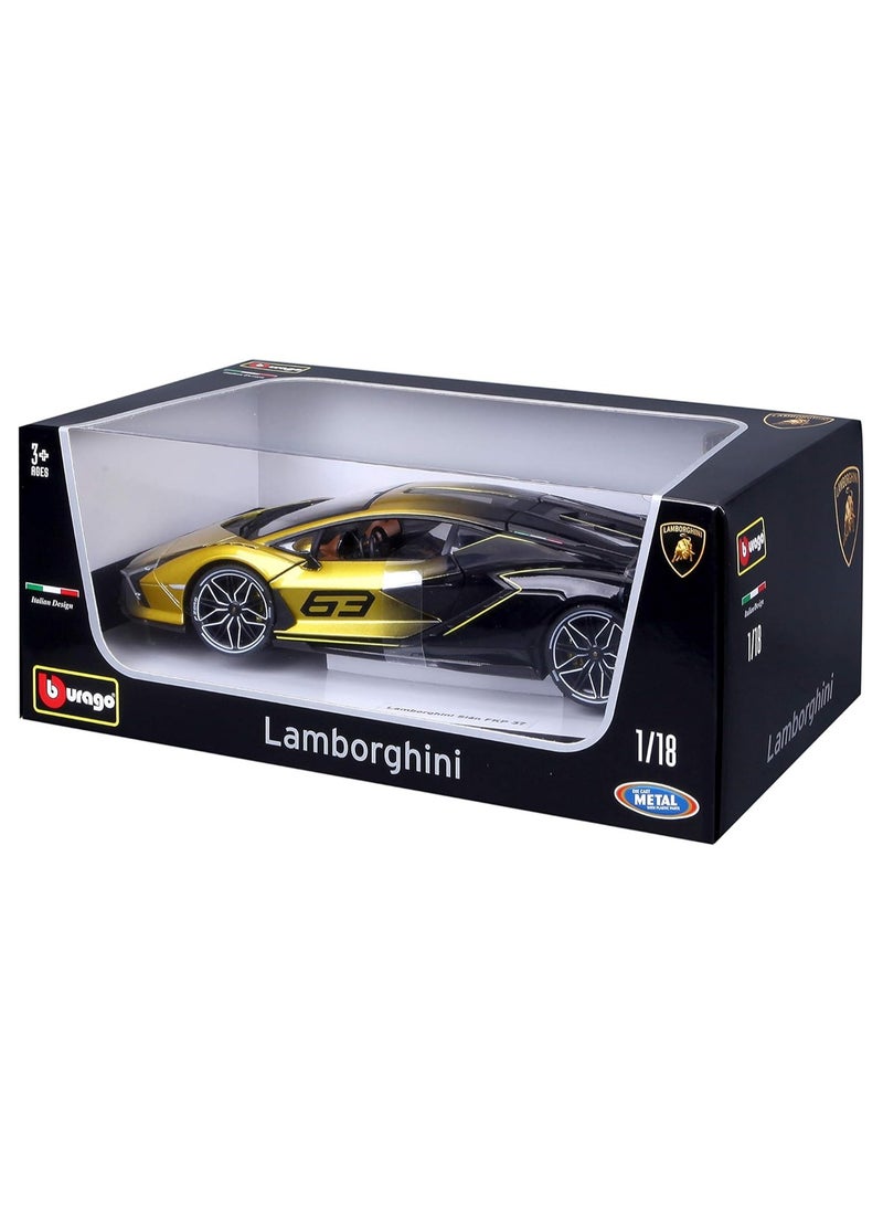 Stunning Bburago 1:18 Scale Lamborghini Sián FKP 37 Diecast Car in Yellow Fade Color - Highly Detailed Model for Collectors